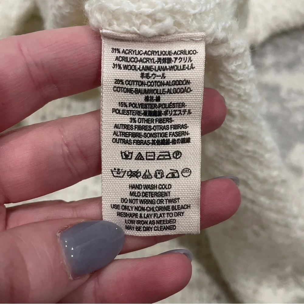 Free People Cream Textured Knit Wool Sweater